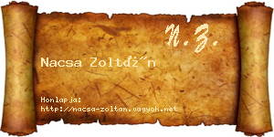 Nacsa Zoltán névjegykártya